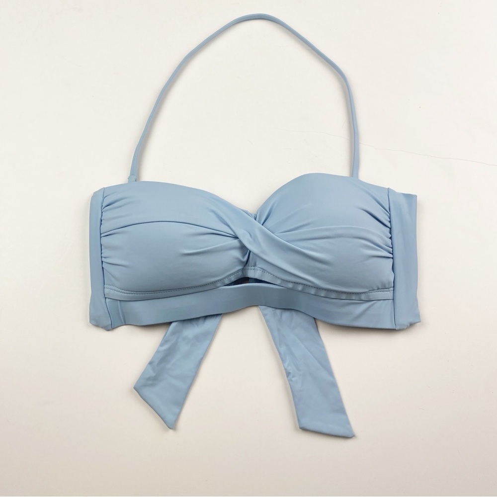 Amavi Twist Bandeau Bikini Swimsuit Top Light Blue Size S NWOT